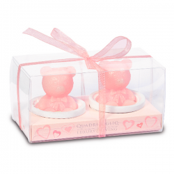 Bomboniere solidali Quadrifoglio candele rosa 1